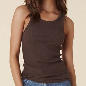 Spell Staples Ribbed Singlet Tank Size XL In Chocolate